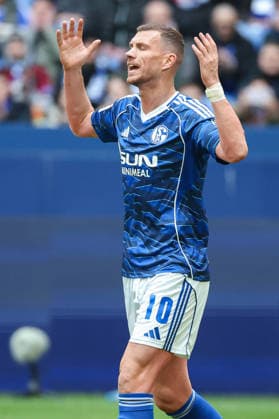 2 Bundesliga FC Schalke 04 Hannover 96 on 15 03 2026 in the Veltins Arena on Schalke Edin Dzeko Schalke 10 dissatisfied, disappointed, disappointed, dejected MH