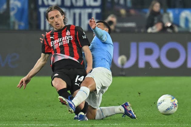 Soccer, serie A Enilive match, SS Lazio v AC Milan Luka Modric of AC Milan,Pedro Rodriguez of SS Lazio during the serie A Enilive match between SS Lazio v AC Milan at olimpico stadium in Rome, March 14th, 2026 Imago-Images Emmefoto Copyright: xImago-Images Emmefotox
