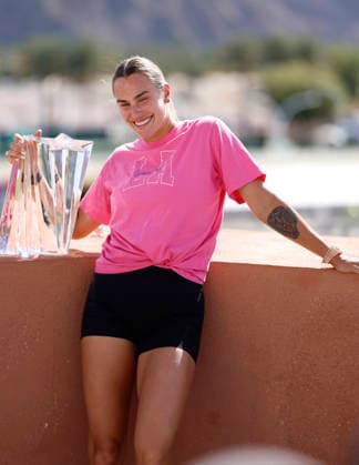 March 15, 2026 Aryna Sabalenka poses with the championship trophy after defeating Elena Rybakina of Kazakhstan during their Women s Singles Finals match at the BNP Paribas Open held at the Indian Wells Tennis Garden in Indian Wells, California. Mandatory Photo Credit : CSM Indian Wells United States of America - ZUMAc04_ 20260315_zma_c04_085 Copyright: xCharlesxBausx
