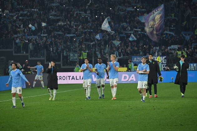 CALCIO - Serie A - SS Lazio vs AC Milan Lazio player s celebrating the victory at the end of the match during the serie A Enilive match between SS Lazio v AC Milan at olimpico stadium in Rome, March 14th, 2026 Mattia Vian Rome Italy  Copyright: xIPAxSport ABACAx