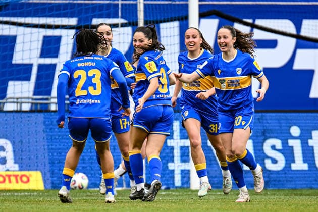 Soccer I Women I Season 2025 2026 I Bundesliga I 20 Matchday I FC Carl Zeiss Jena Hamburger SV I 15 03 2026 Goal celebration Olivia Johansson Alcaide 9, FC Carl Zeiss Jena after her early goal for 1 0 Jena Ernst Abbe Sportfeld, ad hoc Arena Thüringen Germany Copyright: xLobeca InesxHähnelx