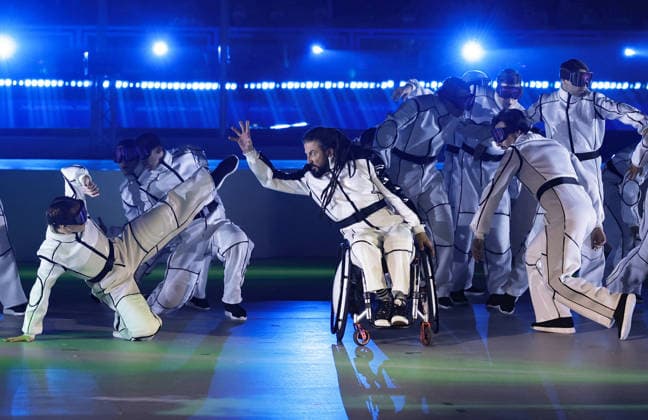 Milan Cortina Paralympics: Closing ceremony Performers take part in the closing ceremony of the Milan Cortina Paralympics at Cortina Curling Olympic Stadium on March 15, 2026, in Cortina d Ampezzo, Italy.  A14AA0005388745P