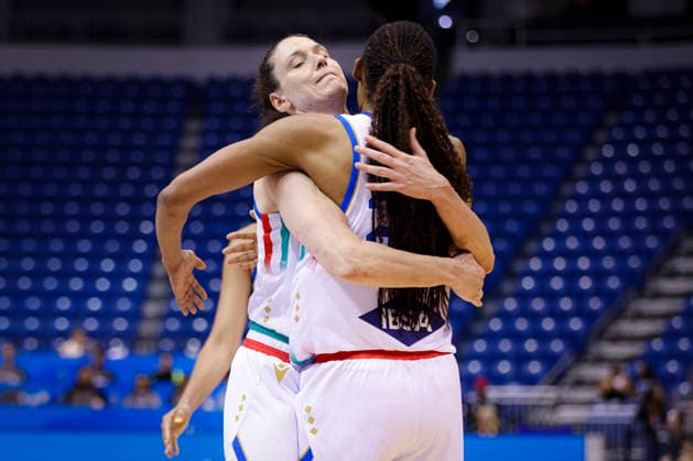 2026 World Cup Qualifying Tournament - Italy V Spain Cecilia Zandalasini 9 and Olbis Andre 22 of Italy celebrate during the 2026 FIBA World Cup Qualifying Tournament game between Italy and Spain at Coliseo Jose Miguel Agrelot in San Juan, Puerto Rico, on March 15, 2026. San Juan Puerto Rico  Copyright: xEdgardoxMedinax originalFilename:medinamillan-notitle260315_np98k.jpg