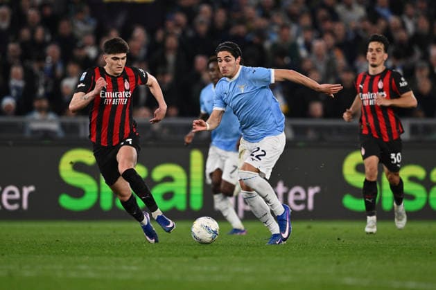 SS Lazio v AC Milan - Serie A Matteo Cancellieri of S.S. Lazio and Davide Bartesaghi of A.C. Milan are in action during the 29th matchday of the Serie A championship between S.S. Lazio and A.C. Milan at the Olympic Stadium in Rome, Italy, on March 15, 2026. Rome Italy Italy  Copyright: xDomenicoxCippitellix originalFilename:cippitelli-sslaziov260315_np3hd.jpg