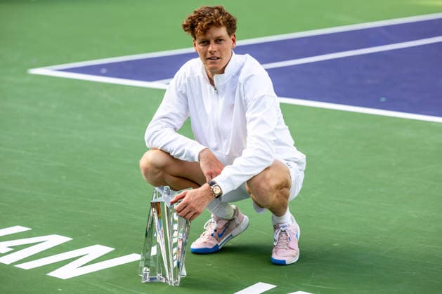 2026 BNP Paribas Open - Men s Champion, Jannik Sinner Of Italy Jannik Sinner of Italy poses with the championship trophy after defeating Daniil Medvedev in their men s championship match on day 12 of the BNP Paribas Open at the Indian Wells Tennis Garden in Indian Wells, California, on March 15, 2026. Indian Wells CA United States  Copyright: xMauricioxPaizx originalFilename:paiz-bnpparib260315_np5i0.jpg