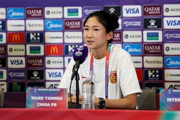 (260316) -- PERTH, March 16, 2026 -- Wang Yanwen, player of China, speaks during Team China s press conference, PK, Pressekonferenz of Women s Asian Cup at Perth Stadium in Perth, Australia, March 16, 2026. (Photo by Xinhua) (SP)AUSTRALIA-PERTH-FOOTBALL-WOMEN S ASIAN CUP-CHINA-PRESS CONFERENCE ZhouxDan 
