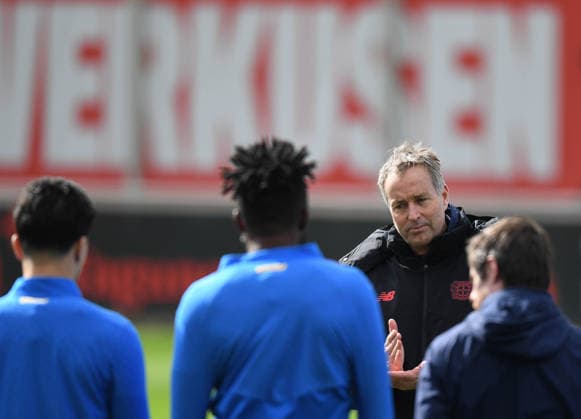 16 03 2026, xophax, Football , UEFA Champions League , 2025 2026 , Bayer Leverkusen training ahead of second leg against Arsenal London Coach Kasper Hjulmand Bayer 04 Leverkusen Leverkusen