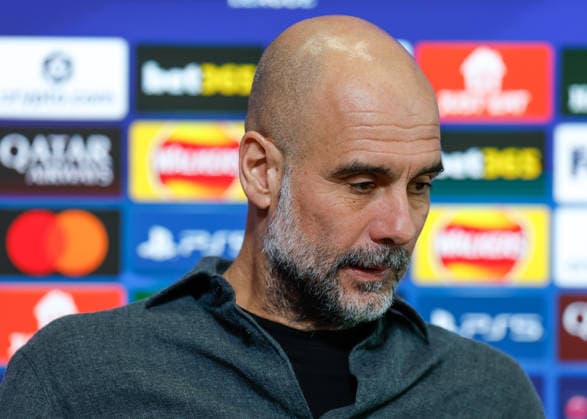 Pep Guardiola manager of Manchester City speaks with the media during the press conference, PK, Pressekonferenz training at the Academy Stadium, Manchester. Picture date: 16th March 2026. Picture credit should read: Cody Froggatt Sportimage EDITORIAL USE ONLY. No use with unauthorised audio, video, data, fixture lists, club league logos or live services. Online in-match use limited to 120 images, no video emulation. No use in betting, games or single club league player publications. SPI_001_CF_MANCHESTER_CITY_PRESS SPI-4607-0001