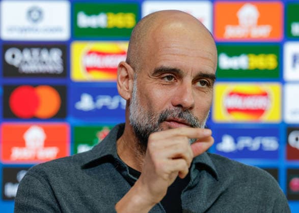 Pep Guardiola manager of Manchester City speaks with the media during the press conference, PK, Pressekonferenz training at the Academy Stadium, Manchester. Picture date: 16th March 2026. Picture credit should read: Cody Froggatt Sportimage EDITORIAL USE ONLY. No use with unauthorised audio, video, data, fixture lists, club league logos or live services. Online in-match use limited to 120 images, no video emulation. No use in betting, games or single club league player publications. SPI_010_CF_MANCHESTER_CITY_PRESS SPI-4607-0011
