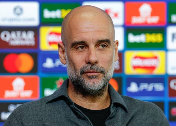 Pep Guardiola manager of Manchester City speaks with the media during the press conference, PK, Pressekonferenz training at the Academy Stadium, Manchester. Picture date: 16th March 2026. Picture credit should read: Cody Froggatt Sportimage EDITORIAL USE ONLY. No use with unauthorised audio, video, data, fixture lists, club league logos or live services. Online in-match use limited to 120 images, no video emulation. No use in betting, games or single club league player publications. SPI_012_CF_MANCHESTER_CITY_PRESS SPI-4607-0012