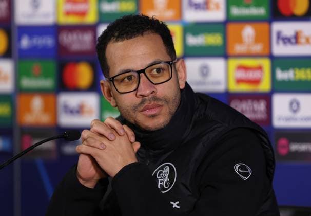 LONDON, ENGLAND, MARCH 16: Liam Rosenior Manager of Chelsea talks to the press during the Chelsea FC press conference, PK, Pressekonferenz on MD-1 ahead of the match between Chelsea FC and Paris Saint-Germain FC in the UEFA Champions League, Round of 16, 2nd Leg match at Stamford Bridge Stadium in London, England, on March 16. (Photo by Daniel Weir)  Copyright: xDanielxWeir SportsxPressxPhotox Sportspressphoto_SPR111800
