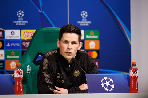 Sondre Brunstad Fet seen during the Bodo Glimt Training Session and press conference, PK, Pressekonferenz before UCL game against Sporting CP at Estadio Jose Alvalade (Maciej Rogowski Ball Raw Images) Lisbon Estadio Jose Alvalade Portugal Copyright: xMaciejxRogowskix maciejrogowski_16032026-17