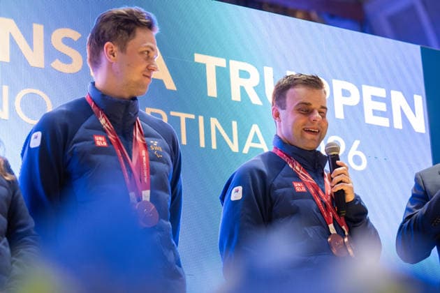260316 Zebastian Modin of Sweden with guide Emil Talsi of the Swedish national cross country para skiing team during a homecoming celebration event after returning home from the Milano Cortina 2026 Winter Paralympic Games on March 16, 2026 in Stockholm. Photo: Caisa Rasmussen BILDBYRAN COP 353 CR0036 paralympic games paralympics paralympiska spel paralympiske leker vinter-paralympics winter paralympics milano cortina 2026 milano cortina 2026 winter paralympic games parasport para sports bbeng hemkomst sweden sverige *** 260316 Zebastian Modin of Sweden with guide Emil Talsi of the Swedish national cross country para skiing team during a homecoming celebration event after returning home from the Milano Cortina 2026 Winter Paralympic Games on March 16, 2026 in Stockholm Photo Caisa Rasmussen BILDBYRAN COP 353 CR0036 paralympic games paralympics paralympiska spel paralympiske leker vinter paralympics winter paralympics milano cortina 2026 milano cortina 2026 winter paralympic games parasport para sports bbeng hemkomst sweden sverige  Copyright: CAISAxRASMUSSEN BB260316BB599
