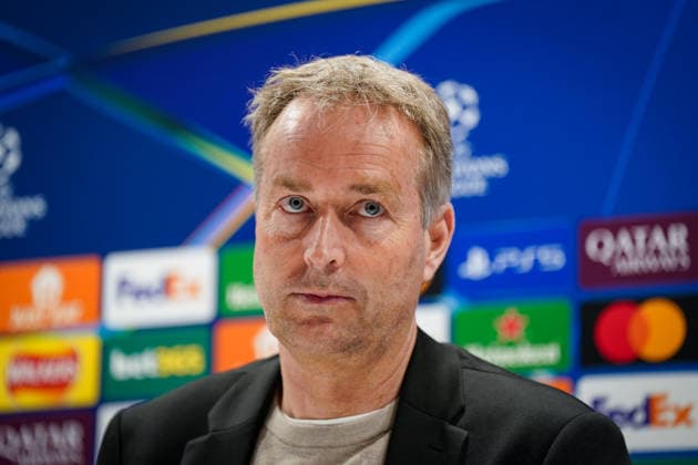England Press Conference with Kasper Hjulmand Coach, Bayer 04 Leverkusen and Exequiel Palacios Bayer 04 Leverkusen, 25 ahead of the UEFA Champions League 2025 2026, Round of 16 second leg FC Arsenal London vs Bayer 04 Leverkusen Emirates Stadium London Copyright: xJOERANxSTEINSIEKx