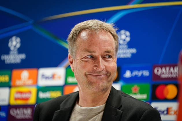 England Press Conference with Kasper Hjulmand Coach, Bayer 04 Leverkusen and Exequiel Palacios Bayer 04 Leverkusen, 25 ahead of the UEFA Champions League 2025 2026, Round of 16 second leg FC Arsenal London vs Bayer 04 Leverkusen Emirates Stadium London Copyright: xJOERANxSTEINSIEKx