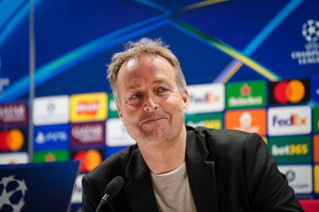 England Press Conference with Kasper Hjulmand Coach, Bayer 04 Leverkusen and Exequiel Palacios Bayer 04 Leverkusen, 25 ahead of the UEFA Champions League 2025 2026, Round of 16 second leg FC Arsenal London vs Bayer 04 Leverkusen Emirates Stadium London Copyright: xJOERANxSTEINSIEKx