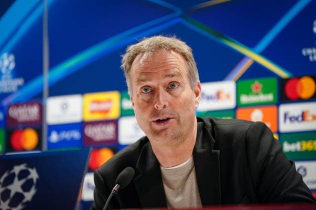 England Press Conference with Kasper Hjulmand Coach, Bayer 04 Leverkusen and Exequiel Palacios Bayer 04 Leverkusen, 25 ahead of the UEFA Champions League 2025 2026, Round of 16 second leg FC Arsenal London vs Bayer 04 Leverkusen Emirates Stadium London Copyright: xJOERANxSTEINSIEKx