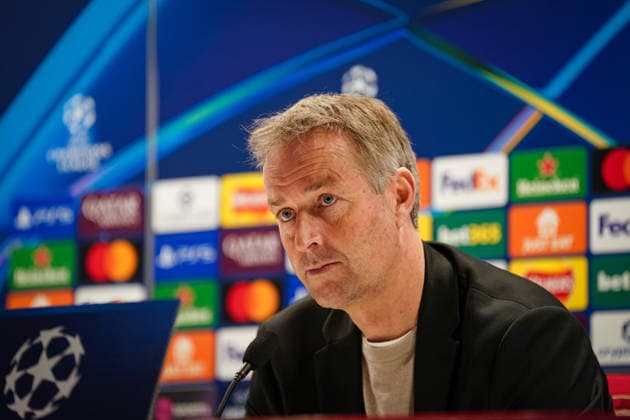 England Press Conference with Kasper Hjulmand Coach, Bayer 04 Leverkusen and Exequiel Palacios Bayer 04 Leverkusen, 25 ahead of the UEFA Champions League 2025 2026, Round of 16 second leg FC Arsenal London vs Bayer 04 Leverkusen Emirates Stadium London Copyright: xJOERANxSTEINSIEKx