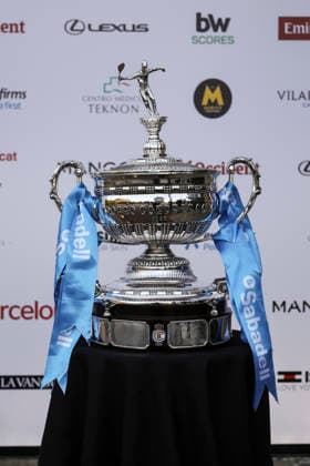 March 16, 2026, Barcelona, Barcelona, Spain: View of the trophy, during the presentation of the ATP, Tennis Herren 500 Barcelona Open Banc Sabadell - 73nd Conde de Godo Trophy at Palauet Albeniz on March 16, 2026 in Barcelona, Spain. Presentation Of The ATP 500 Barcelona Open Banc Sabadell - 73nd Conde De Godo Trophy  - ZUMAa181 20260316_zaa_a181_018 Copyright: xJavierxBorregox