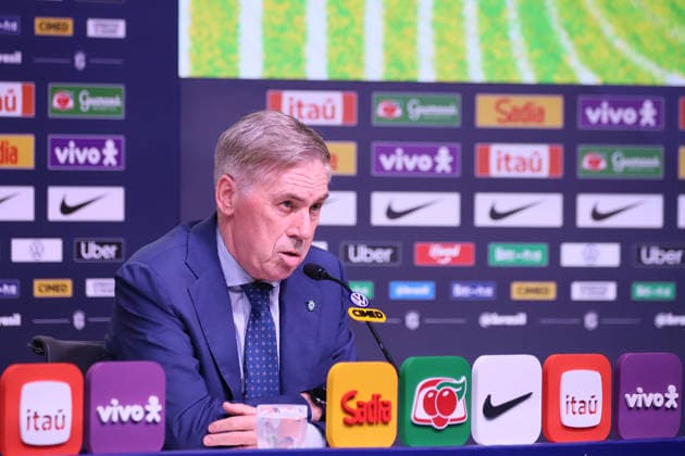 Brazilian national team, Nationalteam squad announcement for friendlies against France and Croatia. Carlo Ancelotti, Coach of the Men s National Football Team, during the announcement of the squad for the friendlies against France and Croatia, at the headquarters of the Brazilian Football Confederation - CBF, in Barra da Tijuca, west side of the city, this Monday, the 16th. RIO DE JANEIRO Barra da Tijuca RIO DE JANEIRO BRAZIL Copyright: xCHARLESxSHOLLx