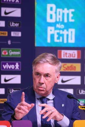 Brazilian national team, Nationalteam squad announcement for friendlies against France and Croatia. Carlo Ancelotti, Coach of the Men s National Football Team, during the announcement of the squad for the friendlies against France and Croatia, at the headquarters of the Brazilian Football Confederation - CBF, in Barra da Tijuca, west side of the city, this Monday, the 16th. RIO DE JANEIRO Barra da Tijuca RIO DE JANEIRO BRAZIL Copyright: xCHARLESxSHOLLx
