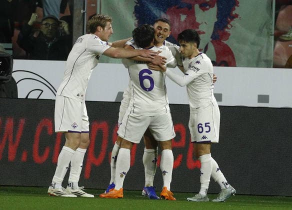 Fiorentina Roberto Piccoli esultanza. goal 0 -2. during the Serie A soccer match between Cremonese and Fiorentina. at the Giovanni Zini in Cremona, north west Italy - Lunedi , 16 Marzo 2026. - Soccer .  Copyright: xAlbertoxMariani LaPressex