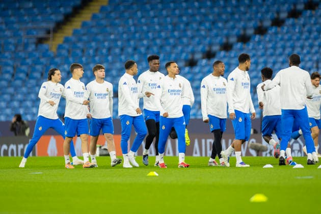 Manchester City press conference, PK, Pressekonferenz UEFA Champions League 2025 26 Round of 16, Matchday -1 Real Madrid players during a training session before the UEFA Champions League 2025 26 Round of 16, 1st leg against Manchester City at the City of Manchester Stadium in Manchester, United Kingdom, on March 16, 2026. Manchester Manchester  Copyright: xMIxNewsx originalFilename:fletcher-manchest260316_npoLT.jpg
