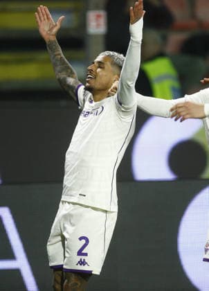 Fiorentina Domilson Cordeiro dos Santos Dodo esultanza goal 0 -3 during the Serie A soccer match between Cremonese and Fiorentina. at the Giovanni Zini in Cremona, north west Italy - Lunedi , 16 Marzo 2026. - Soccer .  Copyright: xAlbertoxMariani LaPressex