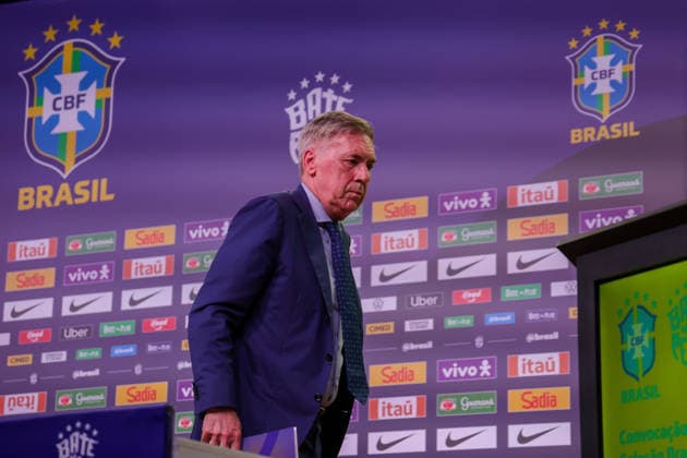 Carlo Ancelotti announces the Brazilian squad for the international friendlies against France and Croatia Brazil s national football team coach Italian Carlo Ancelotti leaves a press conference, PK, Pressekonferenz after announcing the squad for the international friendlies against France and Croatia, at the Brazilian Football Confederation headquarters, in Rio de Janeiro, Brazil, on March 16, 2026. Photo: PEDRO KIRILOS ESTADAO CONTEUDO RIO DE JANEIRO RJ BRAZIL  Copyright: xPEDROxKIRILOSx