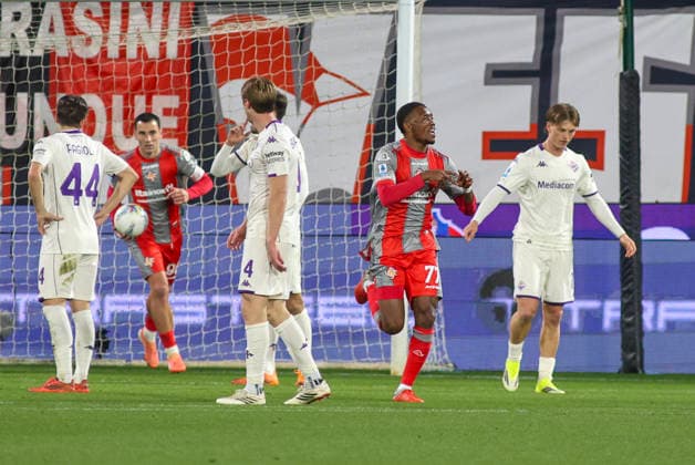 March 16, 2026, Cremona: US Cremonese s David Okereke celebrates after scoring during the italian soccer,Serie A match between US Cremonese vs ACF Fiorentina on March 16, 2026 at the Giovanni Zini stadium in Cremona, Italy. ANSA . Serie A: Cremonese Vs Fiorentina  - ZUMAa110 20260316_zaf_a110_052 Copyright: xDavidexCasentinix