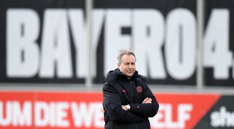 16 03 2026, xophax, Football , UEFA Champions League , 2025 2026 , Bayer Leverkusen training ahead of second leg against Arsenal London Coach Kasper Hjulmand Bayer 04 Leverkusen Leverkusen
