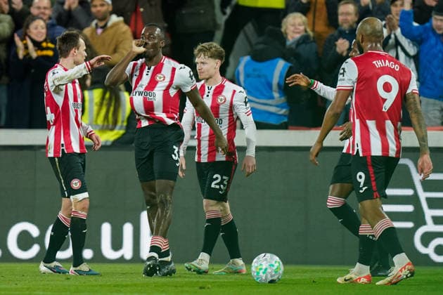Brentford v Wolverhampton Wanderers, Premier League Michael Kayode of Brentford celebrating his goal to make it 1-0 during the Brentford v Wolverhampton Wanderers Premier League match at the Gtech Community Stadium, London, England on 16 March 2026 Credit: Dylan Hepworth Every Second Media Editorial use only. All images are copyright Every Second Media Limited. No images may be reproduced without prior permission. All rights reserved. Premier League and Football League images are subject to licensing agreements with Football DataCo Limited. see https: www.football-dataco.com Copyright: xIMAGO EveryxSecondxMediax ESM-1861-0103 DylanxHepworthx xEveryxSecondxMediax