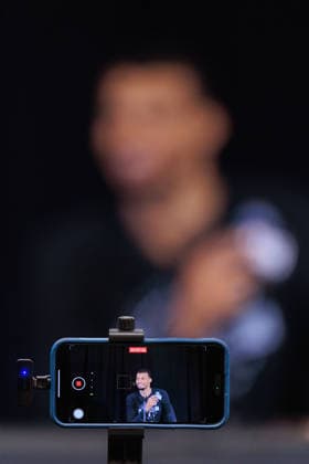 March 16, 2026, Inglewood, California, USA: Victor Wembanyama 1 of the San Antonio Spurs attends a press conference, PK, Pressekonferenz after winning a regular season NBA, Basketball Herren, USA game against the Los Angeles Clippers on Monday March 16, 2026 at Intuit Dome Arena in Inglewood, California. JAVIER ROJAS PI Inglewood USA - ZUMAp124 20260316_zaa_p124_102 Copyright: xJavierxRojasx