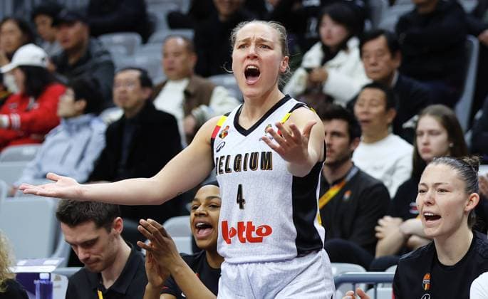Belgium s Elise Ramette reacts during a basket game between Belgium s national team, Nationalteam Belgian Cats and Czech Republic, in Wuhan, China, on Tuesday 17 March 2026, the fifth game (out of 5) of the qualifications phase for the World Cup Basket tournament. NIKOLAxKRSTIC  x167811807x