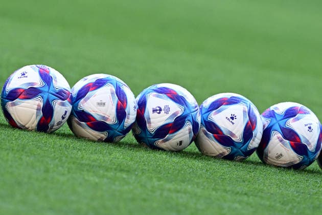 SOCCER ASIAN CUP WOMEN MATILDAS CHINA, Asian Cup match balls are seen on the pitch ahead of wamr up during the AFC Women s Asian Cup Semi Final 1 match between Australia and China at Optus Stadium in Perth, Tuesday, March 17, 2026. ( NO ARCHIVING, EDITORIAL USE ONLY Perth Western Australia Australia  Copyright: xDeanxLewinsx 20260317115110949837