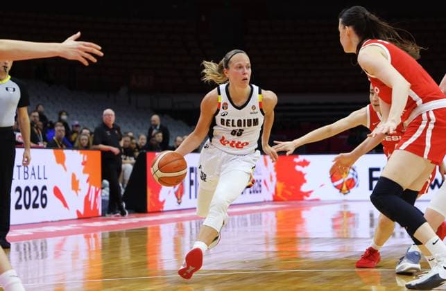 Belgium s Julie Allemand fights for the ball during a basket game between Belgium s national team, Nationalteam Belgian Cats and Czech Republic, in Wuhan, China, on Tuesday 17 March 2026, the fifth game (out of 5) of the qualifications phase for the World Cup Basket tournament. NIKOLAxKRSTIC  x167814908x