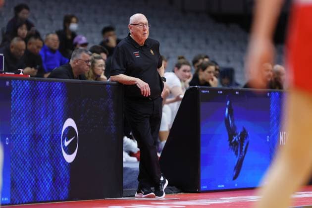 Belgium s head coach Mike Thibault pictured during a basket game between Belgium s national team, Nationalteam Belgian Cats and Czech Republic, in Wuhan, China, on Tuesday 17 March 2026, the fifth game (out of 5) of the qualifications phase for the World Cup Basket tournament. NIKOLAxKRSTIC  x167816742x