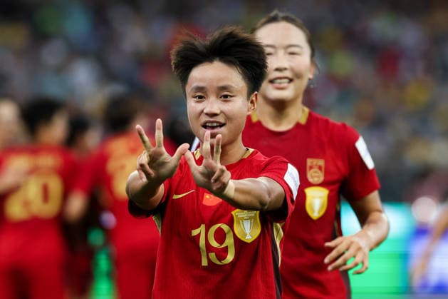 PERTH, AUSTRALIA - MARCH 17: Zhang Linyan 19 of China celebrates scoring a goal during the AFC Women s Asian Cup Australia 2026 Semifinal match between Australia and China at Perth Stadium on March 17, 2026 in Perth, Australia.  Copyright: xWuxZhizhaox 111628866883