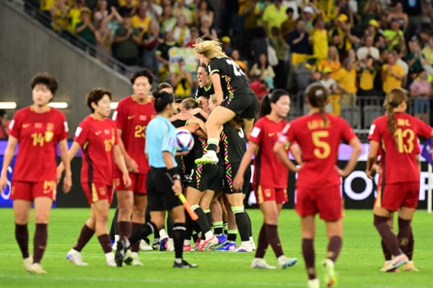 SOCCER ASIAN CUP WOMEN MATILDAS CHINA, Australia celebrates thjeior win over China during the AFC Women s Asian Cup Semi Final 1 match between Australia and China at Optus Stadium in Perth, Tuesday, March 17, 2026. ( NO ARCHIVING, EDITORIAL USE ONLY Perth Western Australia Australia  Copyright: xDeanxLewinsx 20260317192775587280