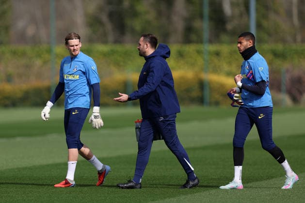 Tottenham Training 17. März 2026, Enfield Tottenham Hotspur Training Tottenham Hotspur Torhüter Antonin Kinsky und Brandon Austin Foto Charlotte Wilson Abseits Enfield UK  Copyright: xCharlottexWilsonx xOffsidexOffside