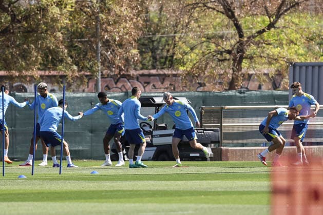 March 17, 2026, Sant Joan Despi, Barcelona, SPAIN: Dani Olmo during the training day of FC Barcelona, Barca ahead UEFA Champions League 2025 26, football match against Newcastle United at Ciutat Esportiva Joan Gamper on March 17, 2026 in Sant Joan Despi, Barcelona, Spain. Sant Joan Despi SPAIN - ZUMAa181 20260317_zaa_a181_019 Copyright: xJavierxBorregox