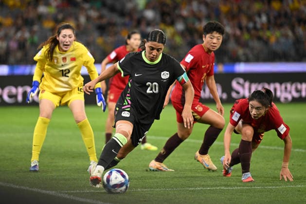 SOCCER ASIAN CUP WOMEN MATILDAS CHINA, Samantha Kerr of Australia during the AFC Women s Asian Cup Semi Final 1 match between Australia and China at Optus Stadium in Perth, Tuesday, March 17, 2026. ( NO ARCHIVING, EDITORIAL USE ONLY Perth Western Australia Australia  Copyright: xDeanxLewinsx 20260318154193834666