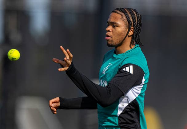 Football - UEFA Champions League - Round of 16 - 2nd Leg - Liverpool FC v Galatasaray A.Åž. - MD-1 LIVERPOOL, ENGLAND - Tuesday, March 17, 2026: Liverpool s Rio Ngumoha during a training session at the AXA Training Centre ahead of the UEFA Champions League Round of 16 2nd Leg match between Liverpool FC and Galatasaray A.Åž. (Photo by David Rawcliffe Propaganda) LIVERPOOL AXA Training Centre MERSEYSIDE ENGLAND  Copyright: xDavidxRawcliffex P2026-03-17-Liverpool_Galatasaray_MD-1-43