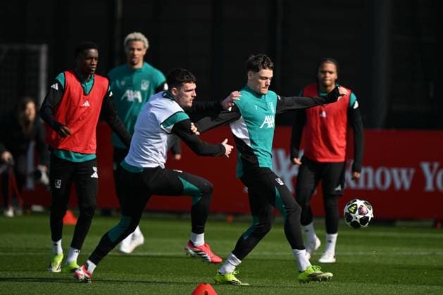 Liverpool players train ahead of Galatasaray match LIVERPOOL, UNITED KINGDOM - MARCH 17: Liverpool players take part in a training session at the AXA Training Centre ahead of their UEFA Champions League round of 16 second leg match against Galatasaray in Liverpool, United Kingdom on March 17, 2026. Rasid Necati Aslim Anadolu Liverpool United Kingdom. Editorial use only. Please get in touch for any other usage.  Copyright: x2026xAnadoluxRasidxNecatixAslimx