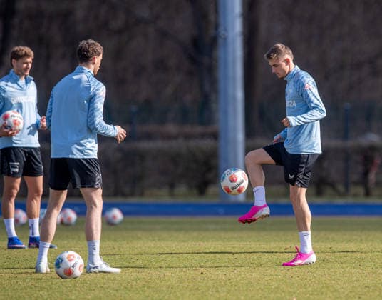 Soccer, Men, Season 2025 26, 2 Bundesliga, Hertha BSC, Training, f l Marton Dardai Hertha BSC , Pascal Klemens Hertha BSC , Marten Winkler Hertha BSC , 17 03 2026, Copyright: xSebastianxRäppold MatthiasxKochx
