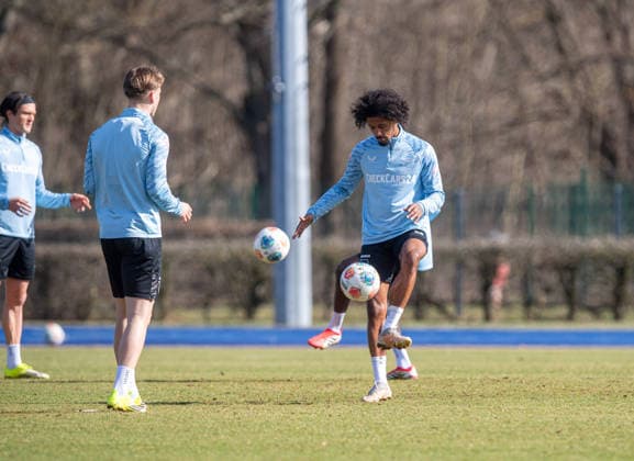 Soccer, Men, Season 2025 26, 2 Bundesliga, Hertha BSC, Training, f l Niklas Hildebrandt Hertha BSC , Jeremy Dudziak Hertha BSC , 17 03 2026, Copyright: xSebastianxRäppold MatthiasxKochx