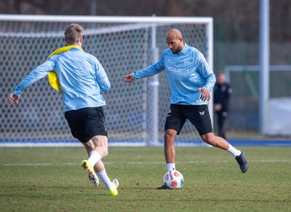 Soccer, Men, Season 2025 26, 2 Bundesliga, Hertha BSC, Training, f l Luca Schuler Hertha BSC , John Anthony Brooks Hertha BSC , 17 03 2026, Copyright: xSebastianxRäppold MatthiasxKochx