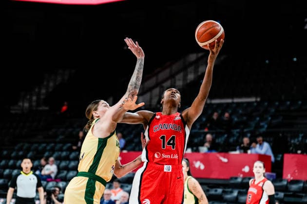 Australia v Canada - Women s World Cup 2026 Qualifier Kayla Alexander of Canada is in action during the Women s World Cup 2026 Qualifier between Australia and Canada at Turkcell Basketball Development Center in Istanbul, Turkey, on March 17, 2026. Istanbul Istanbul Turkey  Copyright: xYagizxGurtugx originalFilename:gurtug-australi260317_np5sb.jpg