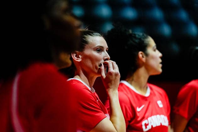 Australia v Canada - Women s World Cup 2026 Qualifier The Canada team stands for their national anthem before the Women s World Cup 2026 Qualifier between Australia and Canada at Turkcell Basketball Development Center on March 17, 2026, in Istanbul, Turkey. Istanbul Istanbul Turkey  Copyright: xYagizxGurtugx originalFilename:gurtug-australi260317_npWzD.jpg