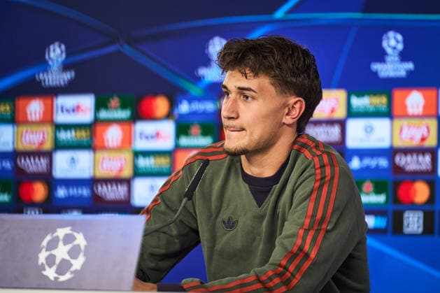 20 Tom Bischof, Portraet, Portrait, Football official press conference before the UCL match against Atalanta BC FC Bayern Atalanta Bergamo BC Munich 17 03 2026 Training ground, Säbenerstr PHOTO via LakoPress